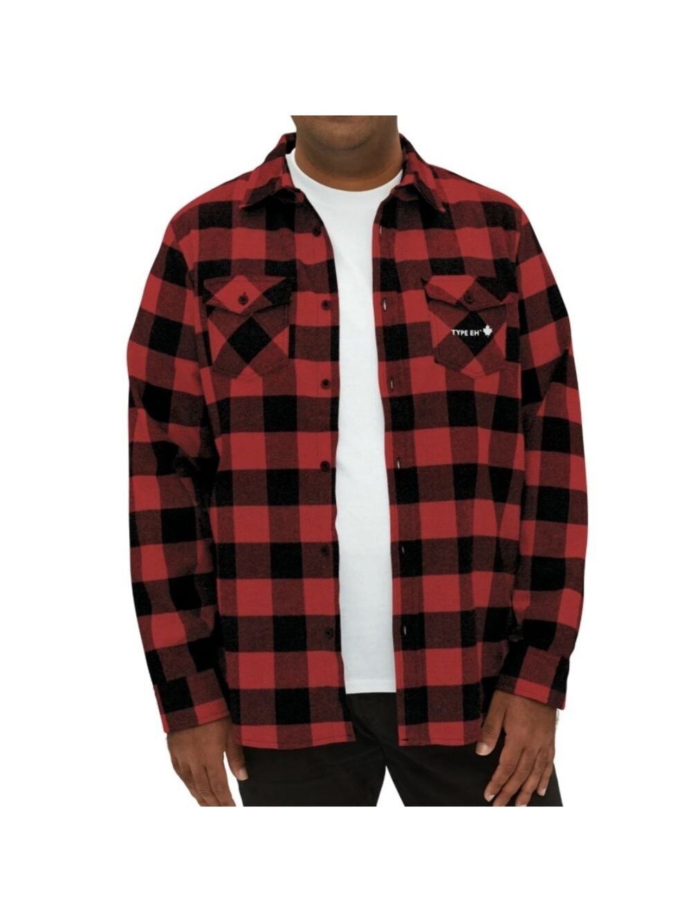 St John NB Oversized Red & Black Plaid Flannel Cozy Overshirt Mens sz xl